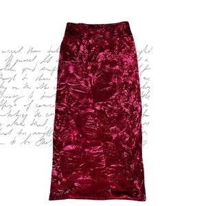 Women's Velvet Midi Skirt in Deep Wine